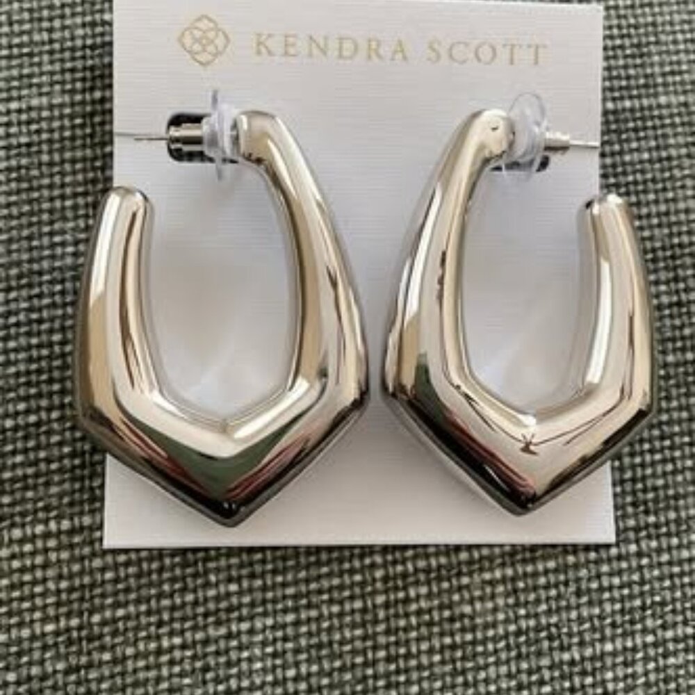 Kendra Scott Kaia Large Bubble Hoop Earrings Silver NWT $98